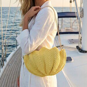 RESORT 2026 NEW! & OTHER STORIES crochet shell crossbody clutch chain bag yellow